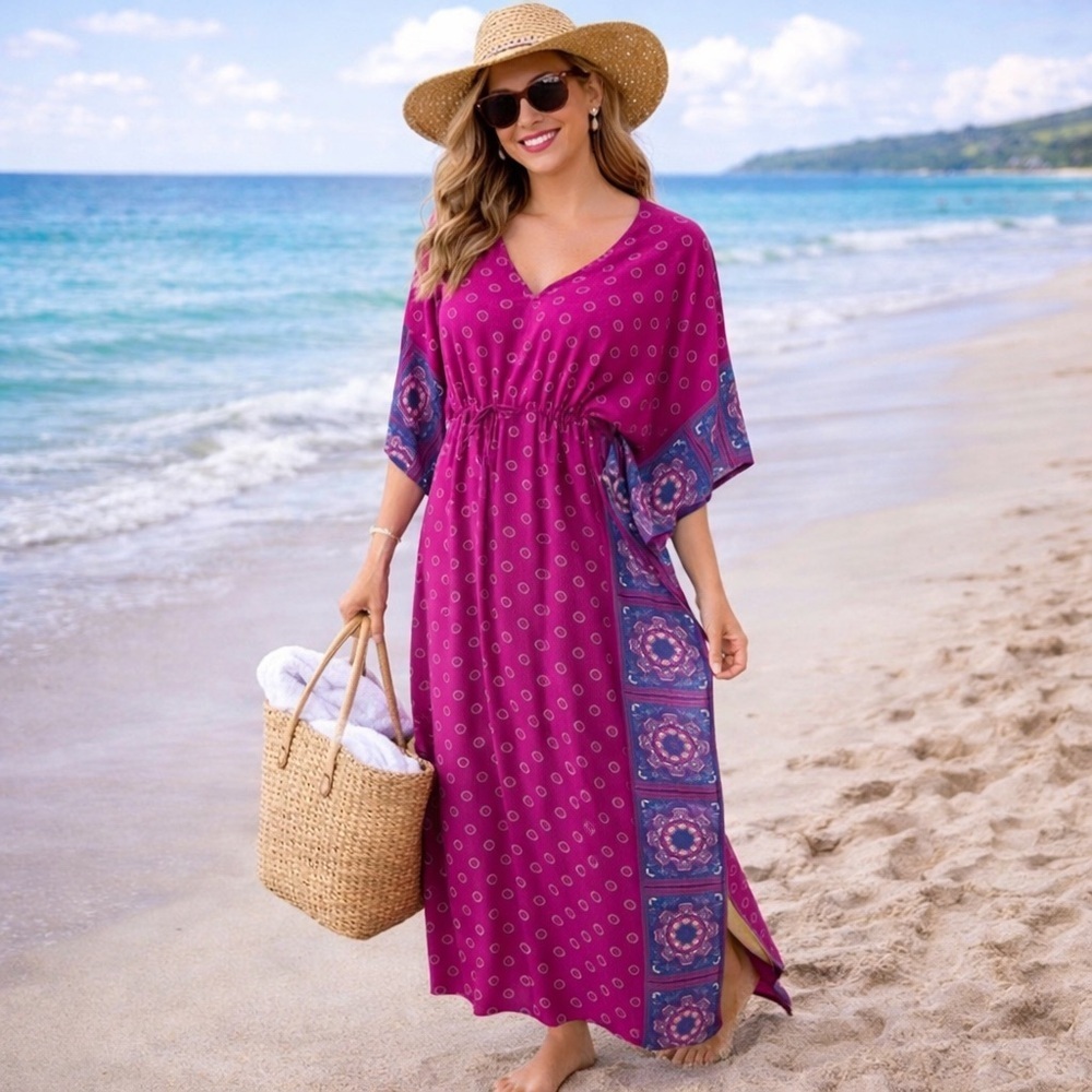 Agnes and Dora Kaftan Maxi Dress Small NWT Boho Flowy Resort Lounge